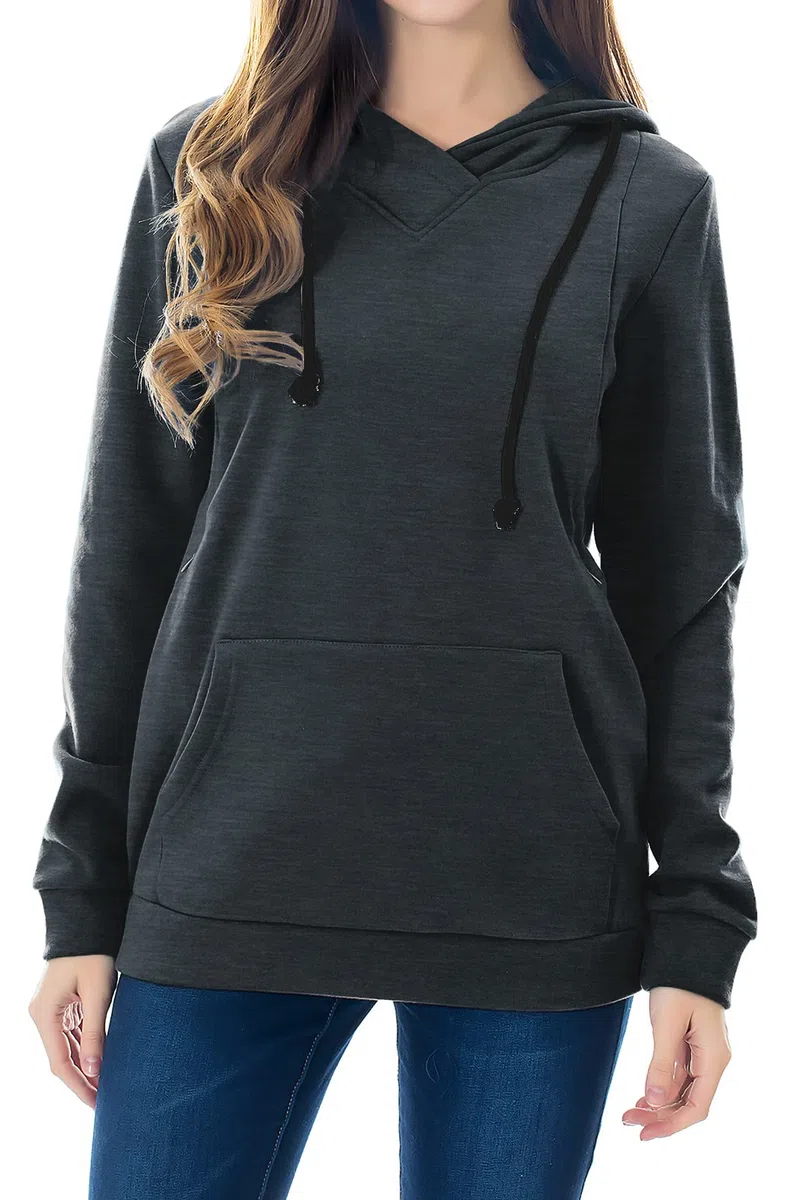 Smallshow Top Lactancia de Vellón Sudadera de Maternidad para Amamantar,Deep Grey 2XL