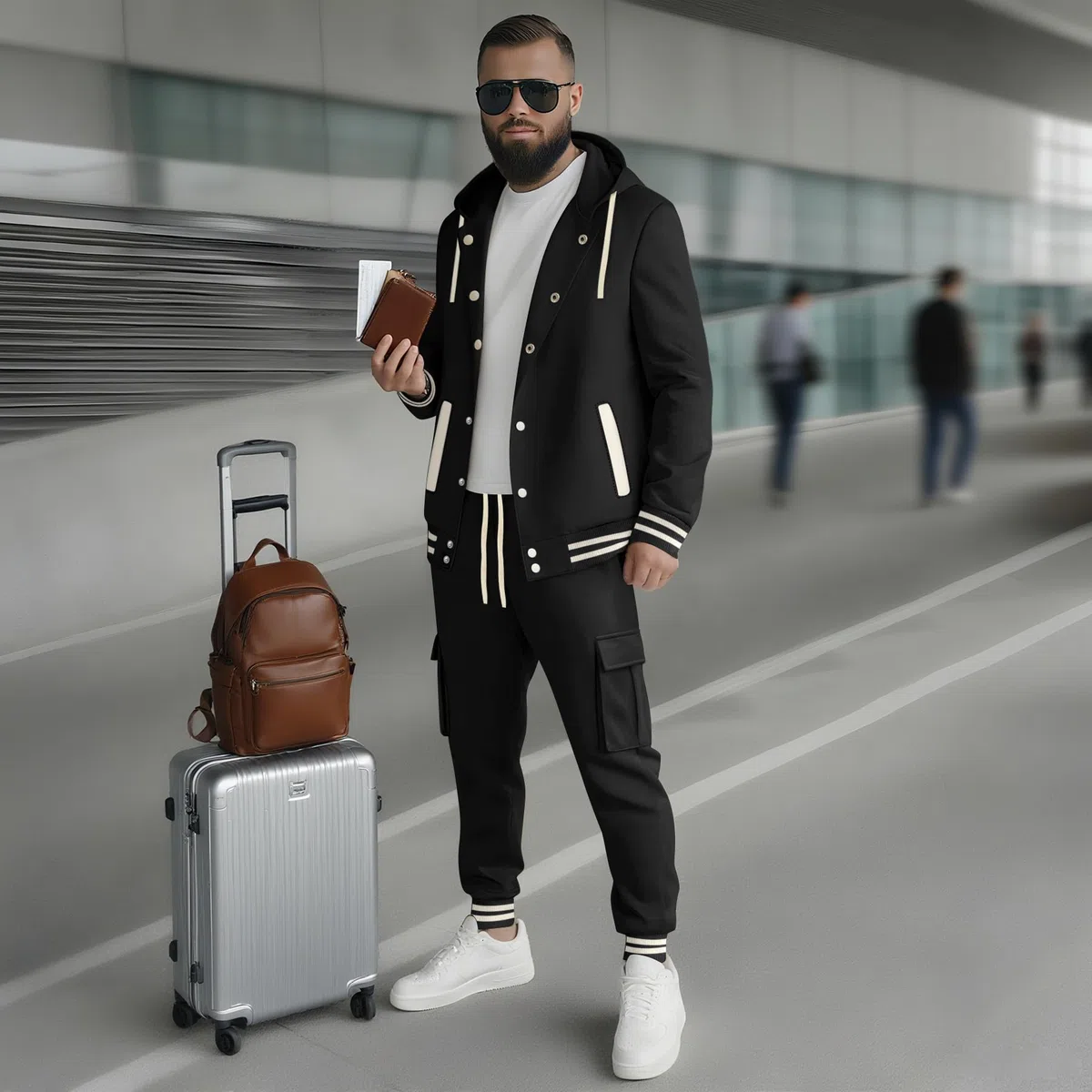 Conjunto de Chándal para Hombre Traje de Jogging Chaqueta y Pantalones Ropa Deportiva Actividades al Aire Libre