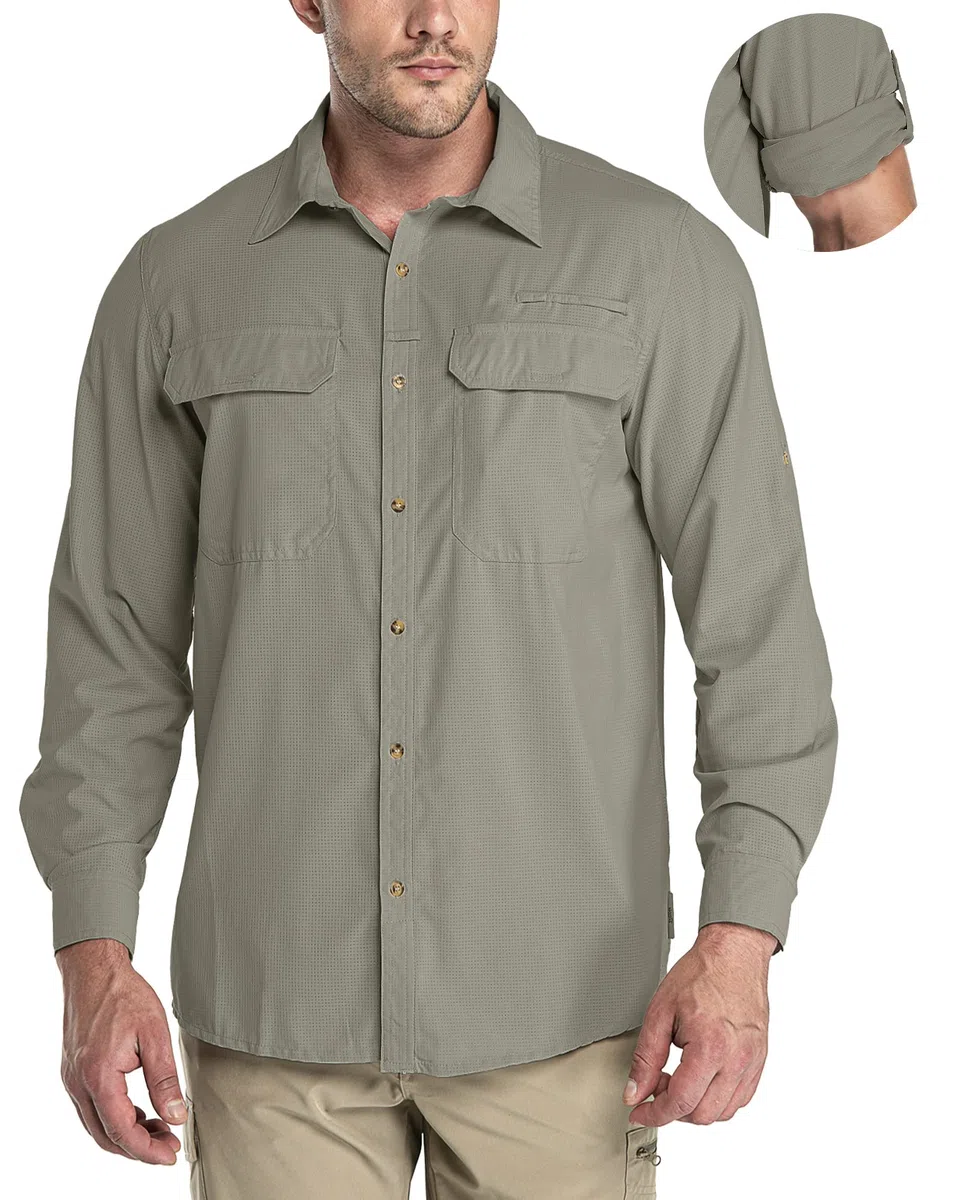 33,000ft Camiseta Deportiva para Hombre, Camiseta Transpirable de Secado Rápido para Exteriores, Protección UV 50+, Adecuada para Senderismo y Pesca en Todas Las Estaciones