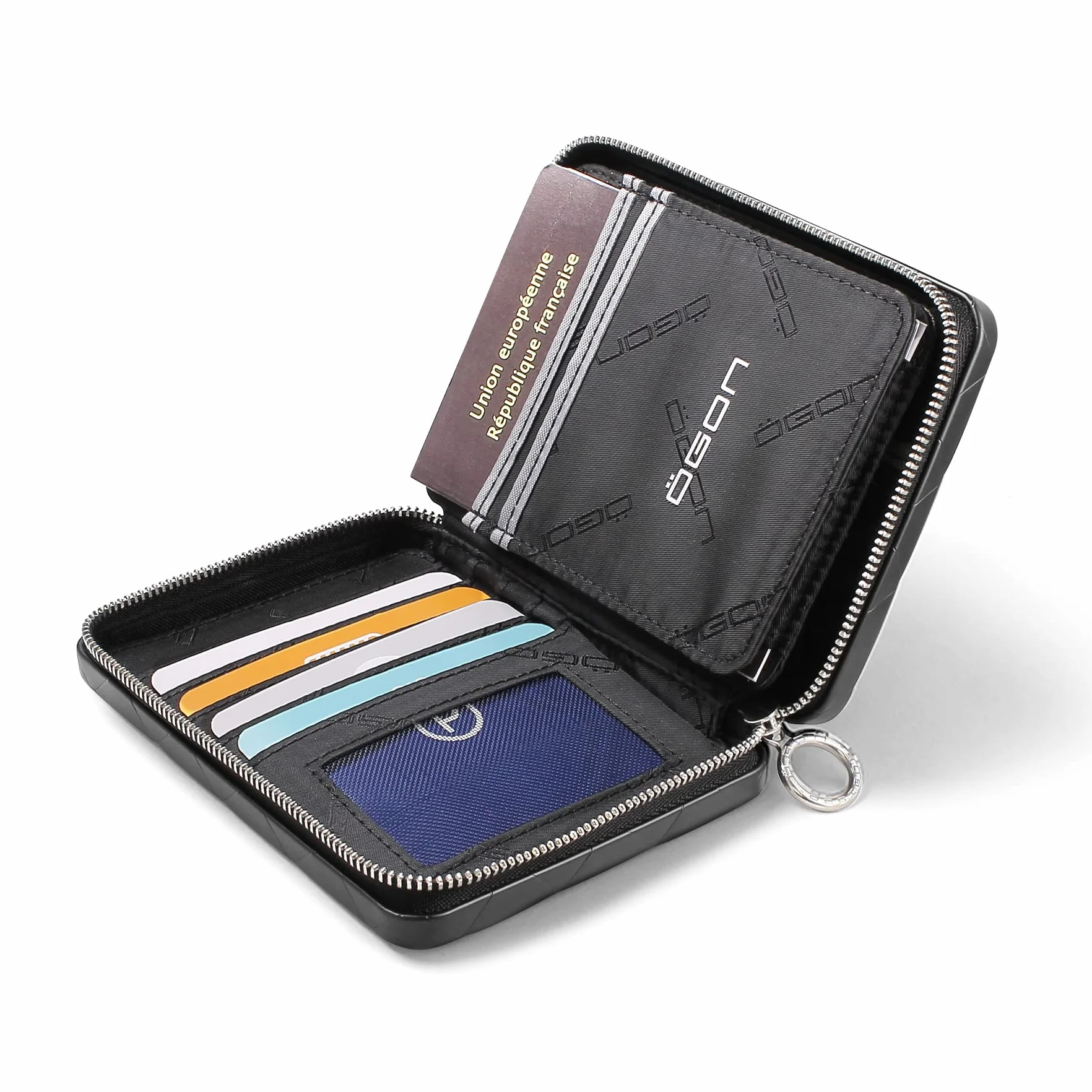 ÖGON -DESIGNS- Cartera de acompañante para Mujer, Aluminio con Efecto Acolchado, protección RFID contra fraude y desmagnetización, Modelo Lady Case Helsinki Large, tamaño Pasaporte