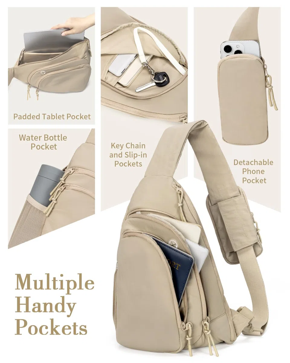 Bandolera Cruzada Mujer Hombre Bolso Pecho Sling Bag con Bolsillo Bloqueador RFID Mochila Bandolera para 9.7 inch iPad