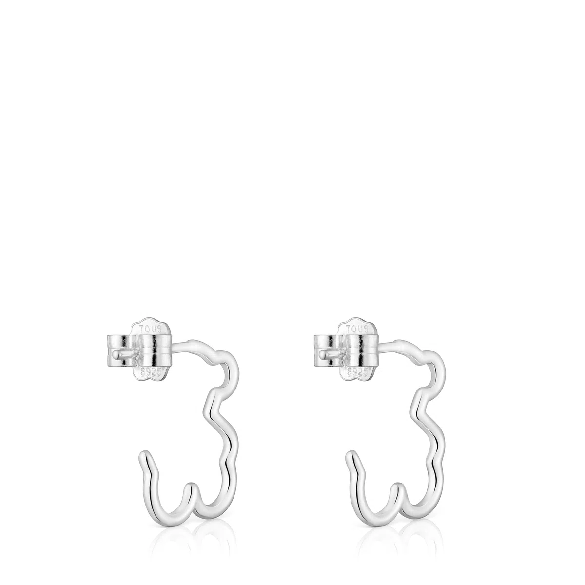TOUS Pendientes de Plata de Primera Ley para Mujer con Motivo de Oso de 16 mm, Colección Silueta