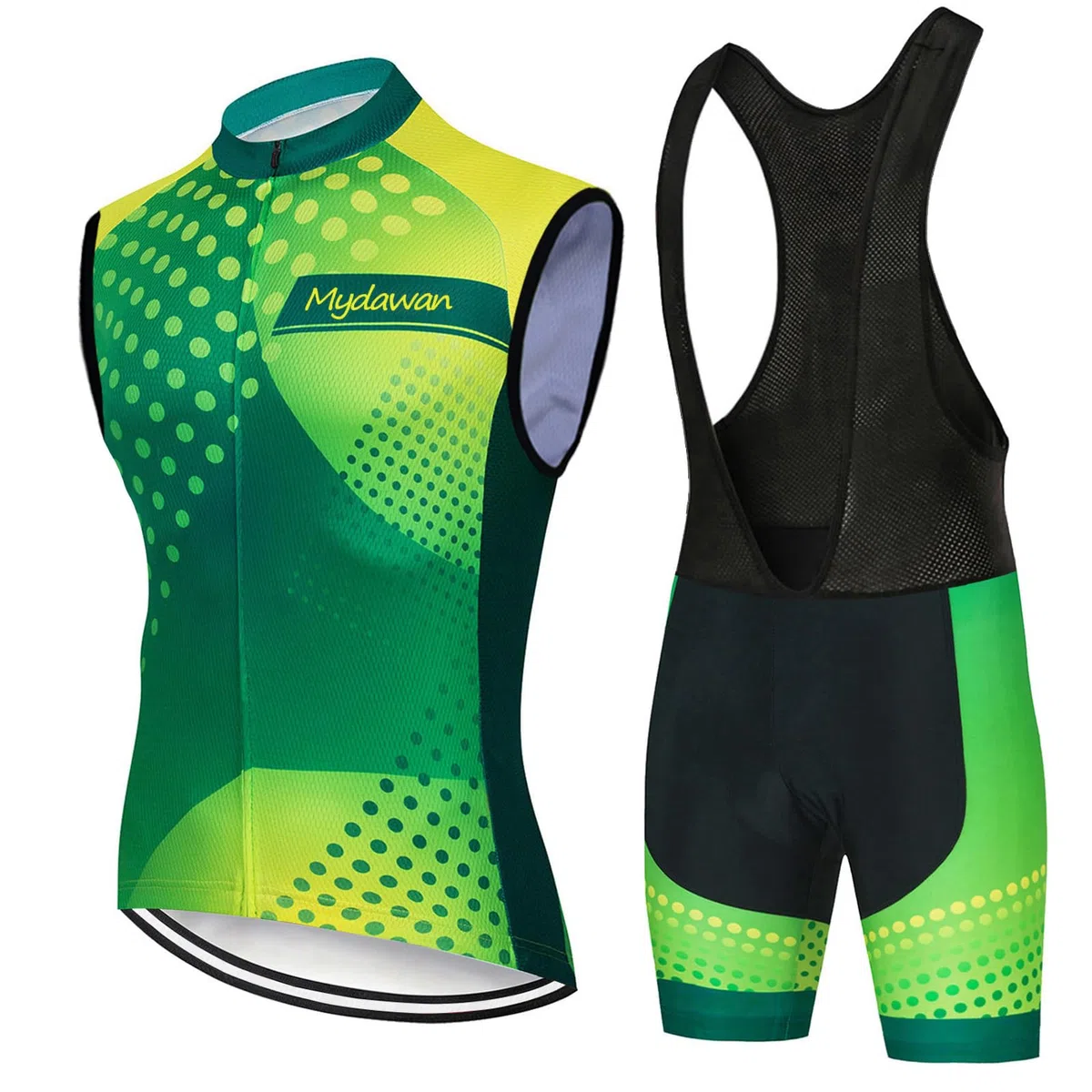 Conjunto Ciclismo Hombre Maillot Bici MTB Verano Ropa Ciclista Sin Mangas,Traje Bicicleta Chaleco Ciclo y Culotte Tirantes con 9D Gel Acolchado,Completa Jerseys Sleeveless Transpirable Secado Rápido