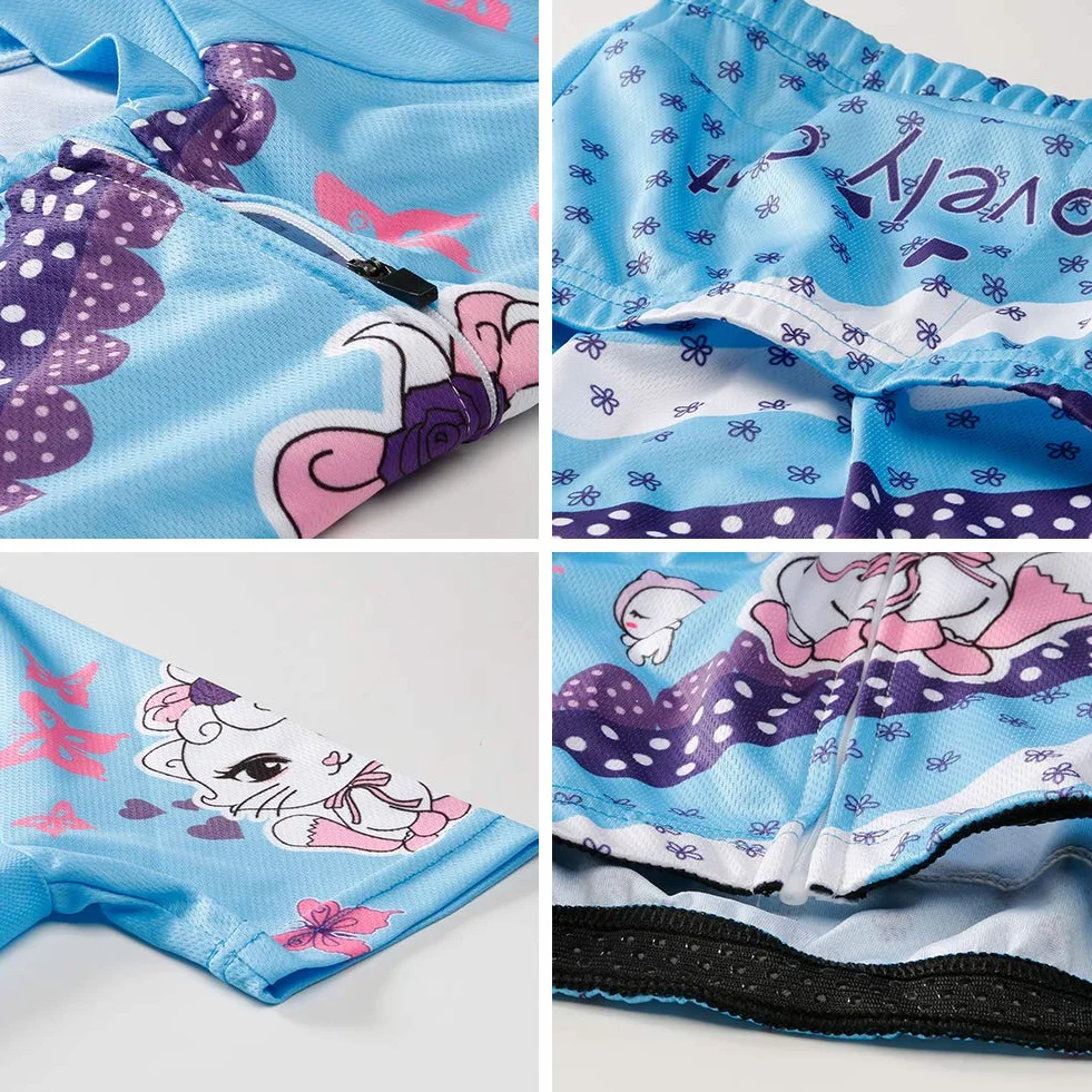 Traje Maillot Ciclismo Niño Conjunto Ciclismo Camiseta Manga Corta y Shorts de Dibujos Animados Respirable de Secado Rápido