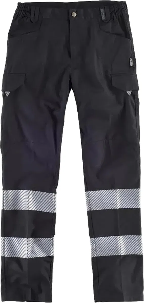 WORKTEAM Pantalón Alta Visibilidad Slim Fit de Trabajo, Cintas Reflectantes Segmentadas, Multibolsillos. Unisex
