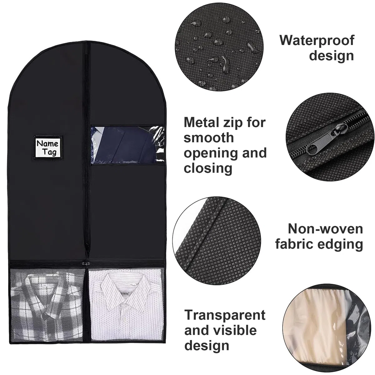 Celestia Portatrajes Hombre Viaje – Bolsa de Viaje para Ropa, Fundas para Vestidos, Chaquetas y Vestidos de Noche (Negra)