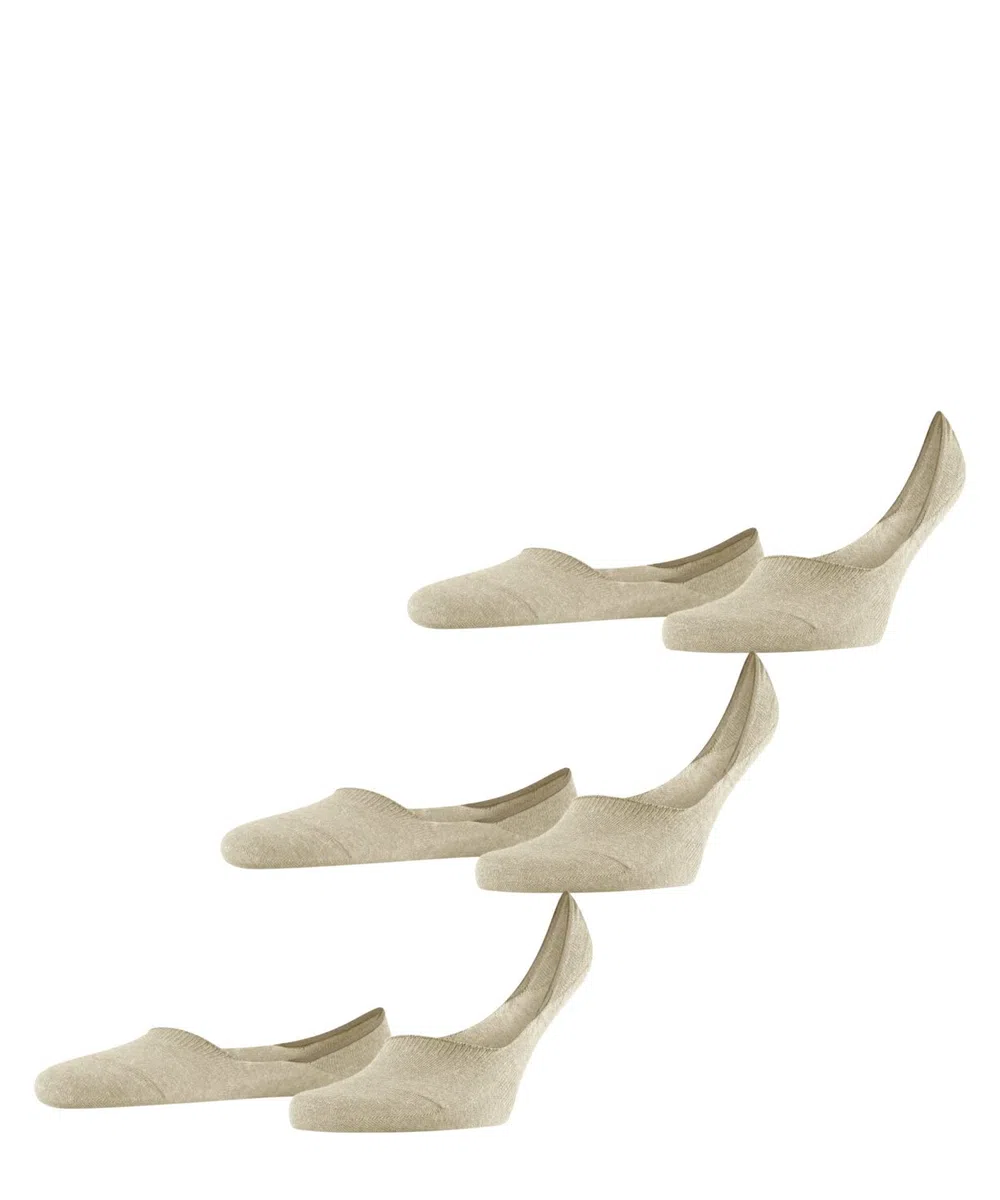 FALKE hombre Invisible Step Medium Cut 3-Pack calcetines invisibles transpirable sostenible algodón no-show con puntos de silicona en el talón liso multipack 3 pares
