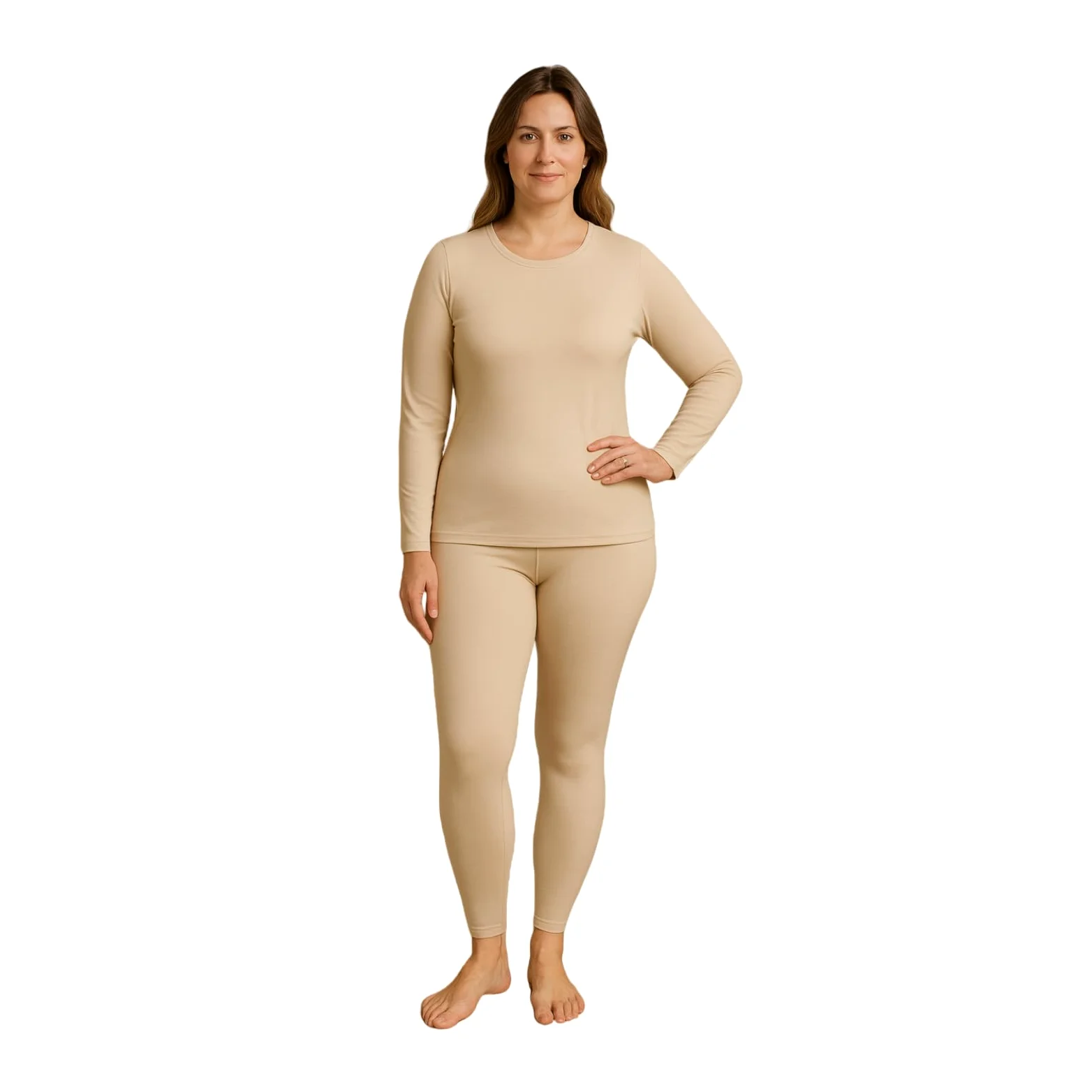 Conjunto de Ropa Interior Térmica para Mujer Forro Polar Suave, Ligera Capa Base Cálida con Parte Superior e Inferior, Ideal para Invierno y Deporte
