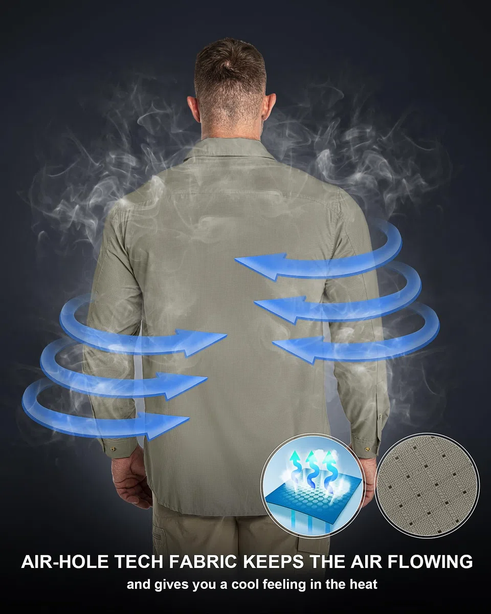 33,000ft Camiseta Deportiva para Hombre, Camiseta Transpirable de Secado Rápido para Exteriores, Protección UV 50+, Adecuada para Senderismo y Pesca en Todas Las Estaciones