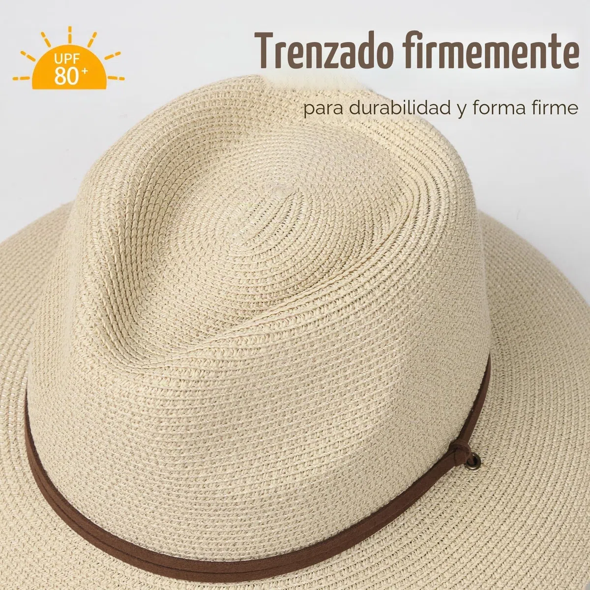 FURTALK Sombrero panamá unisex de ala ancha, sombrero de verano con protección UV, con correa de barbilla, sombrero de playa para hombre y mujer, sombrero de paja ajustable