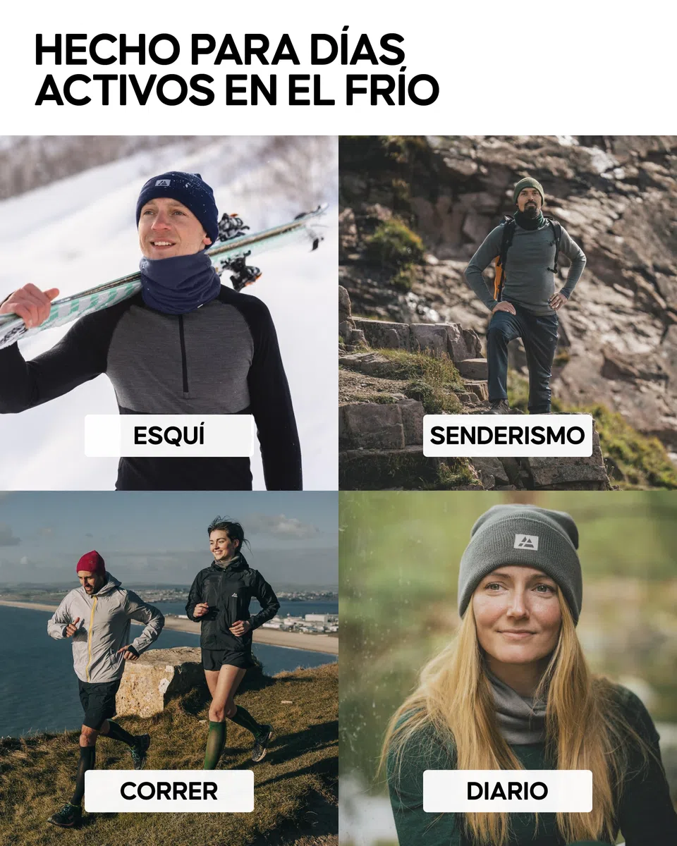 DANISH ENDURANCE Gorro Invierno Hombre y Mujer de Lana Merino Deportivo, Mezcla Técnica, Unisex - Gorras de Hombre Invierno, Gorro Invierno Mujer. Gorro Hombre