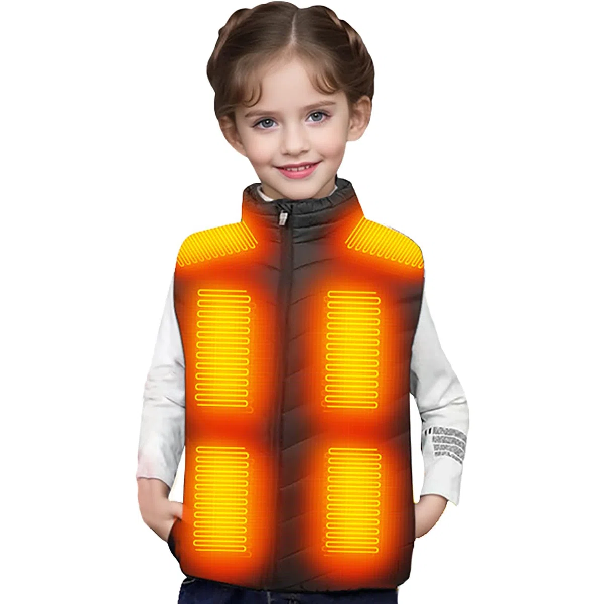 Genérico Chaleco Calefactable para Niños Chaqueta Impermeable Chaqueta Softshell con Calefaccion USB Chaqueta Termica de Invierno Abrigo Calefactable Lavable para Esqui Trekking Montaña