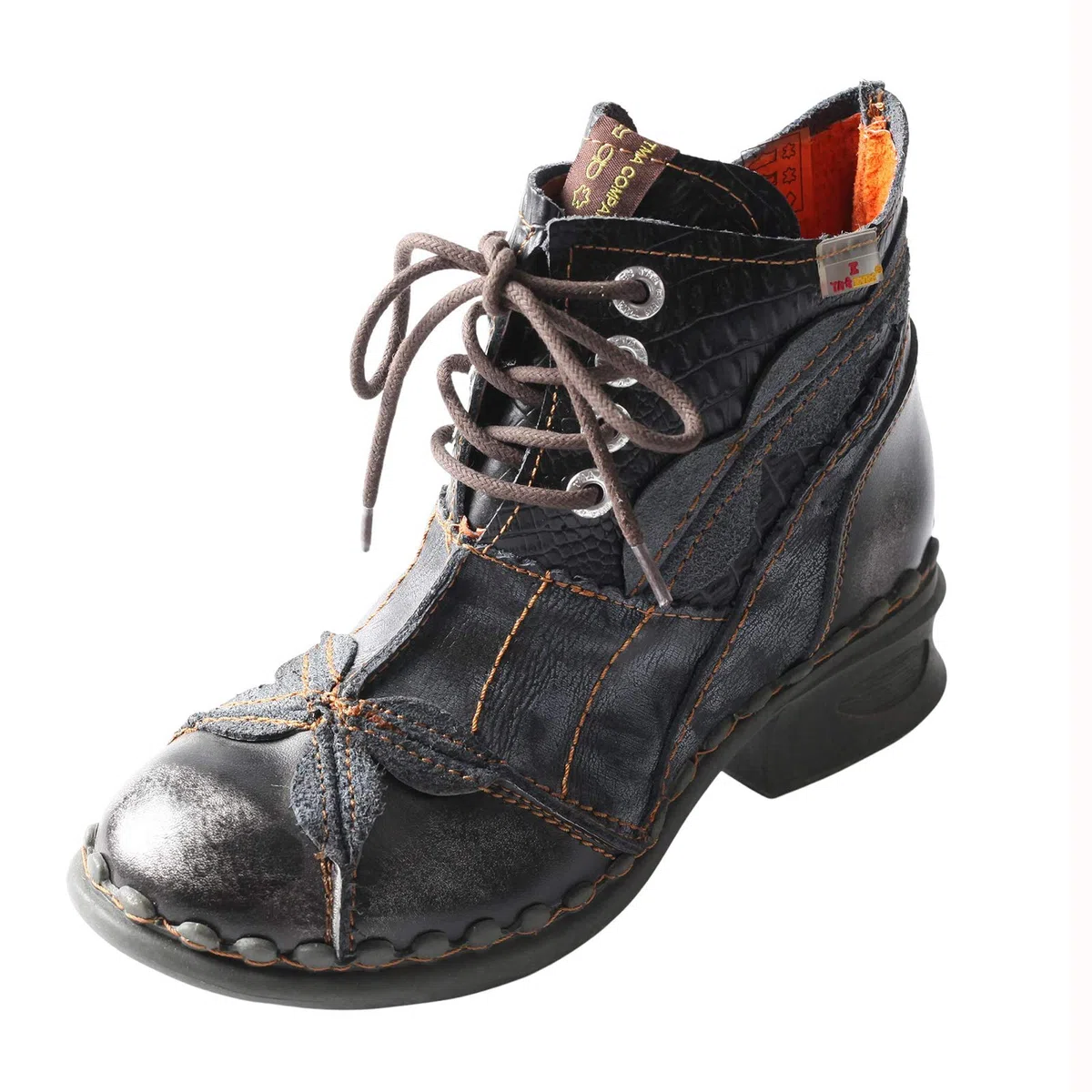 TMA EYES Zapatos de mujer de cuero hechos a mano, botines de mujer con cordones
