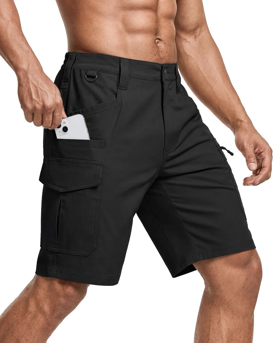 IGOLUMON Pantalones Cortos Hombre Bermudas Cargo Pantalones Cortos Trabajo con Cintura Elástica Multibolsillo Verano Exteriores Informal Transpirable