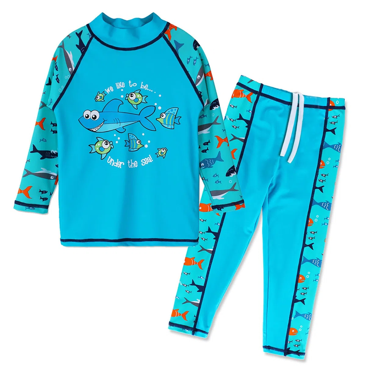 HUAANIUE Traje de baño para niños de 3 a 12 años con protección UV, 2 piezas, camiseta de manga larga y pantalones largos UPF 50+