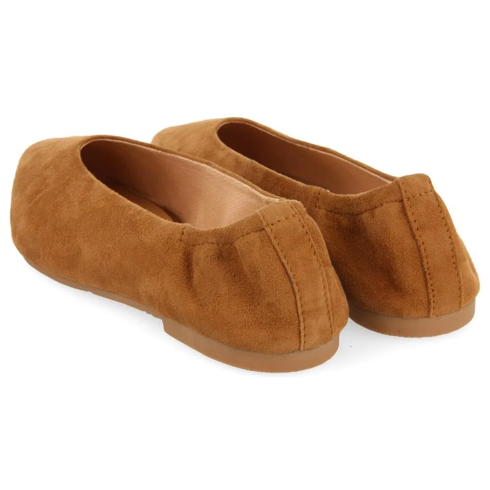 GIOSEPPO Bailarinas DE Piel Color Cuero con Punta Fina Y TALÓN Fruncido para Mujer