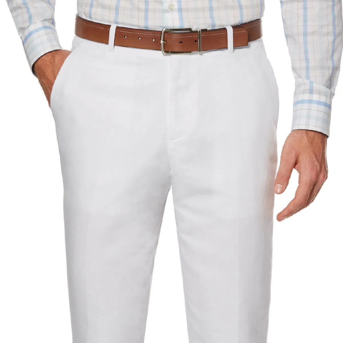 Perry Ellis Linen Blend Dress Pants, Flat Front, Durable Twill, Regular Fit, Breathable & Lightweight - Pantalones para Vestir Hombre