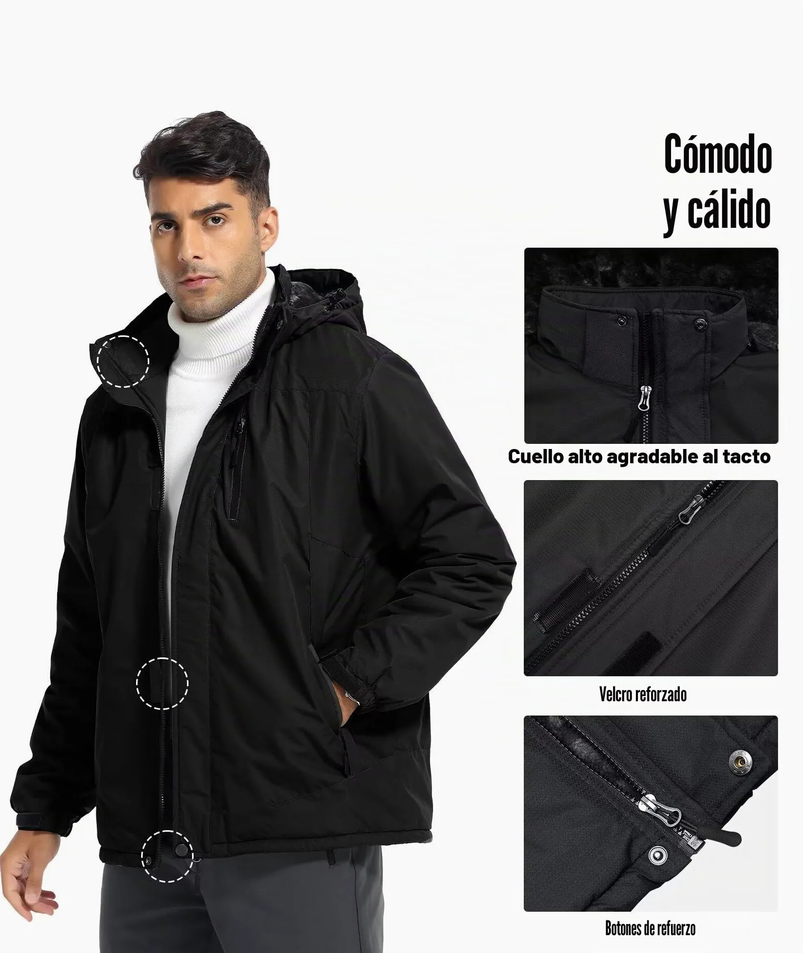 Zoofly Chaqueta de esquí de montaña para hombre impermeable forro polar abrigo de nieve cálido invierno resistente al viento con capucha