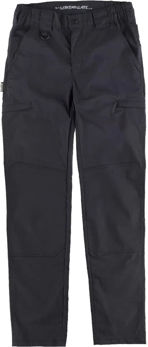 Teamwork WORKTEAM Pantalón Elástico de Trabajo, Slim Fit, Rodilleras y Culera Reforzadas, Alta Resistencia al Desgarro y Alta Durabilidad. Unisex Negro-M