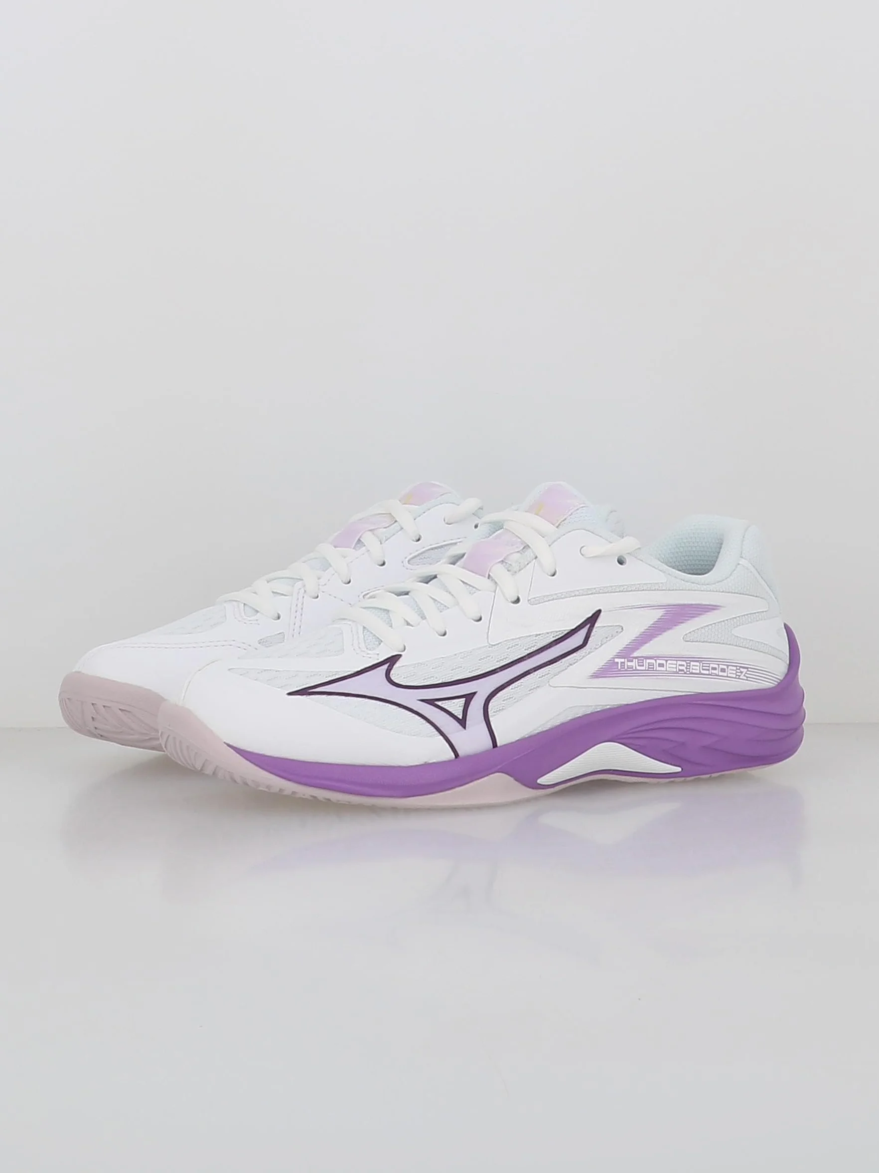 Mizuno Thunder Blade Z V1GC237010 - Zapatillas de voleibol para mujer, color blanco y morado