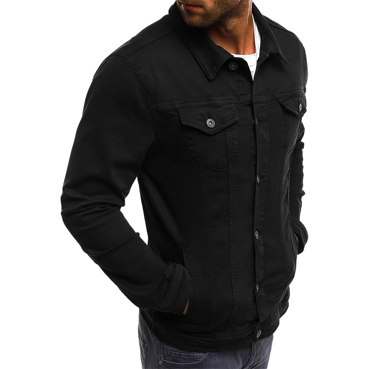 amropi Chaqueta Vaquera para Hombre Jean Chaqueta con Bolsillos y Botones Jacket