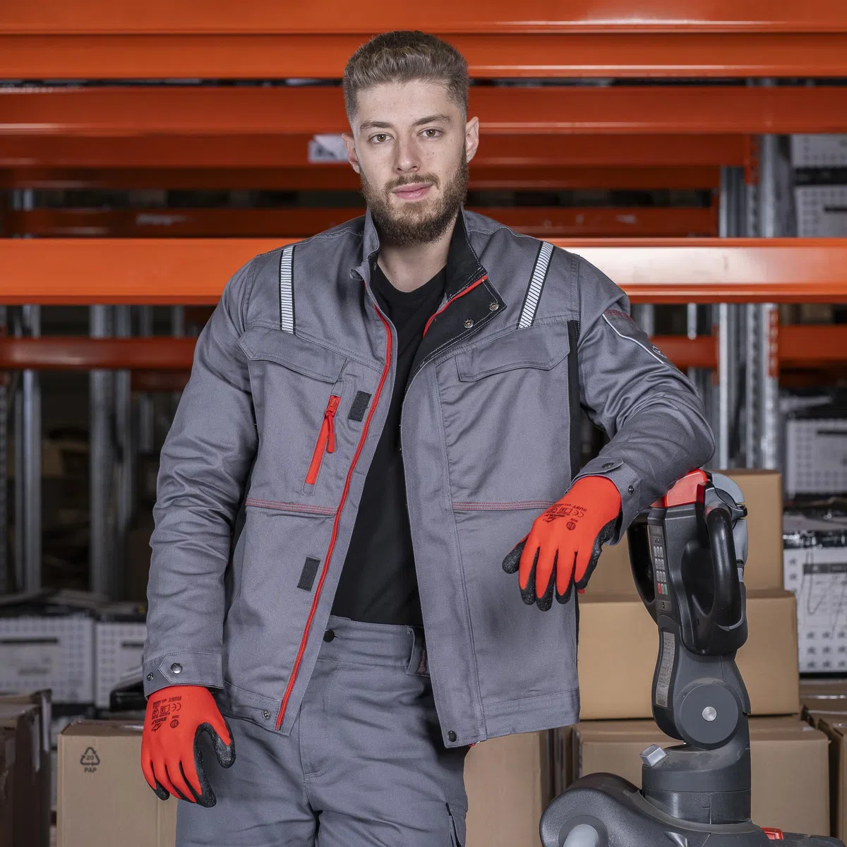 BWOLF RAPTOR 100% Algodón Chaqueta de Trabajo Hombre Gris/Azul Chaquetas de Trabajo de Algodón para Hombre