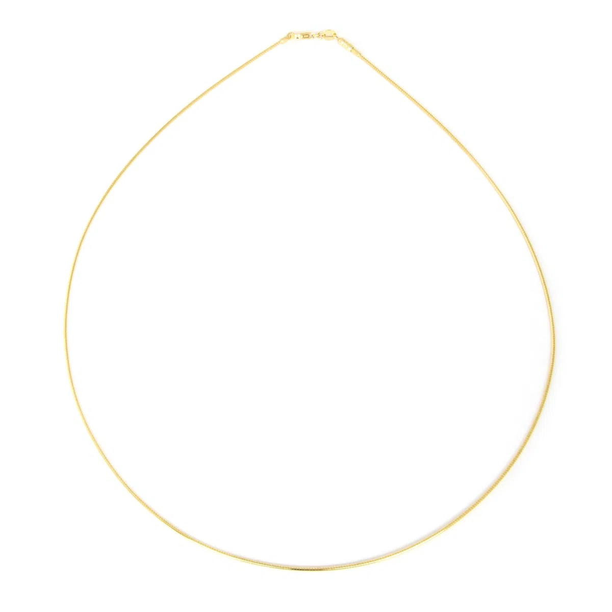 Collar cadena pulsera tobillera Tipo Omega Serpiente de fina plata de ley 925 bañada en oro 14kt 1mm Bisutería Italiano Mujer Hombre - 30, 35, 40, 45, 50, 55, 60cm