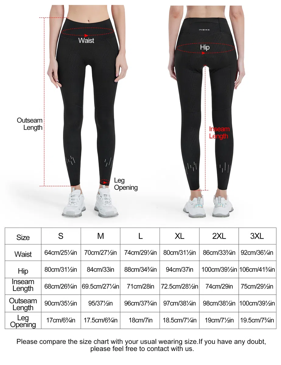 INBIKE Pantalones Ciclismo Mujer Acolchado 4D Culotte Largos de Bicicleta con Gel Pantalon Elástico y Transpirable Ropa Bici MTB de Ciclista Biker Shorts (LW005)