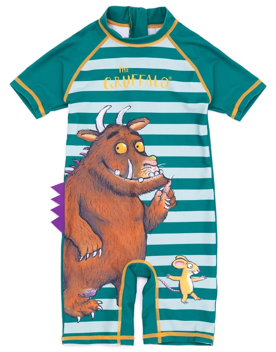 The Gruffalo El Traje de baño Boys Surf Suit | Niñas Niños pequeños Ratón Personajes del Bosque Traje de baño Verde Rayado | Mercancía de Libros Animados de programas de televisión
