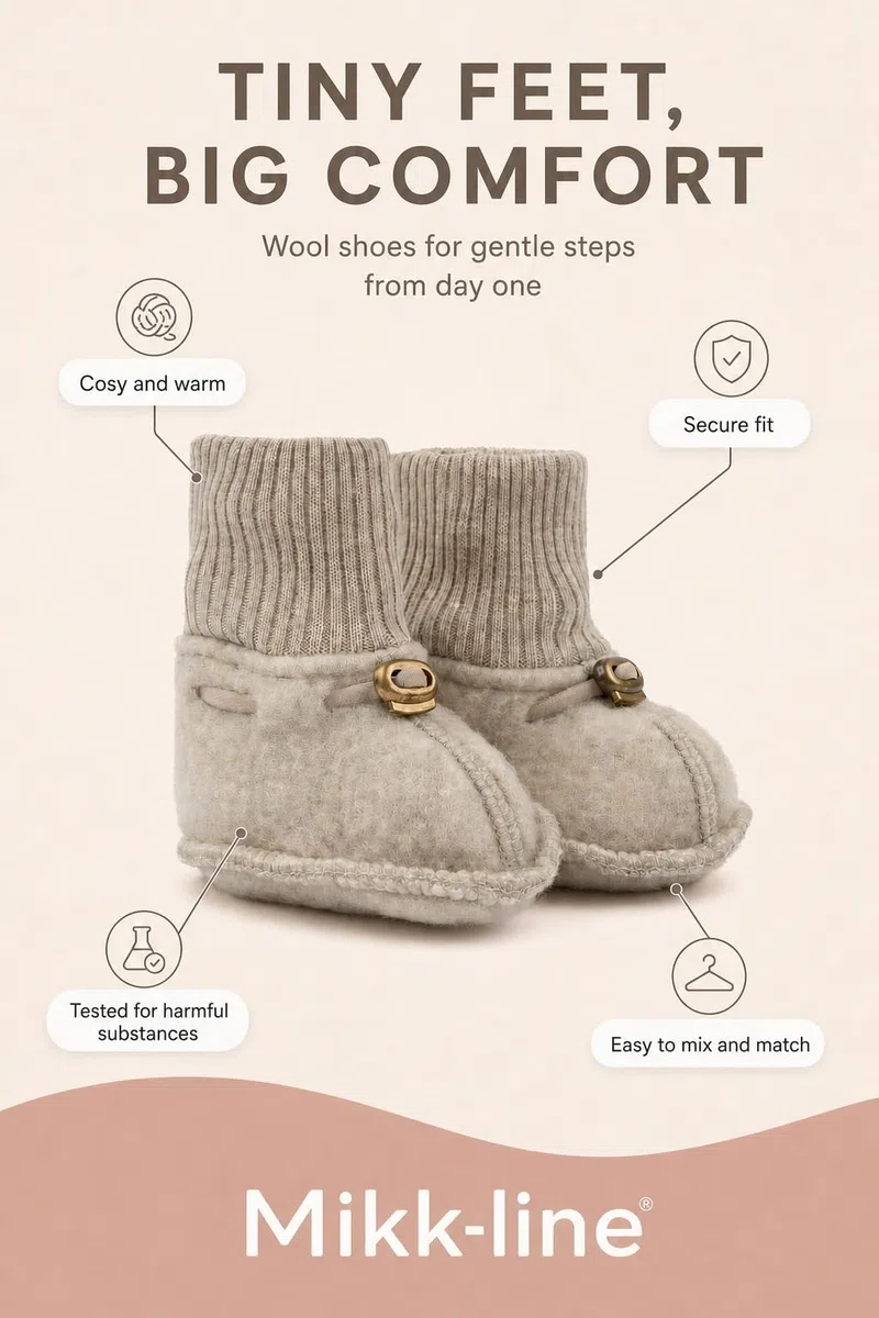 Mikk-line Zapatillas de lana para niños | OEKO-TEX 100 | Zapatillas de bebé de lana para niñas y niños | Calcetines de lana para bebé 95% lana - 100% libres de mulesing | Zapatillas para aprender a