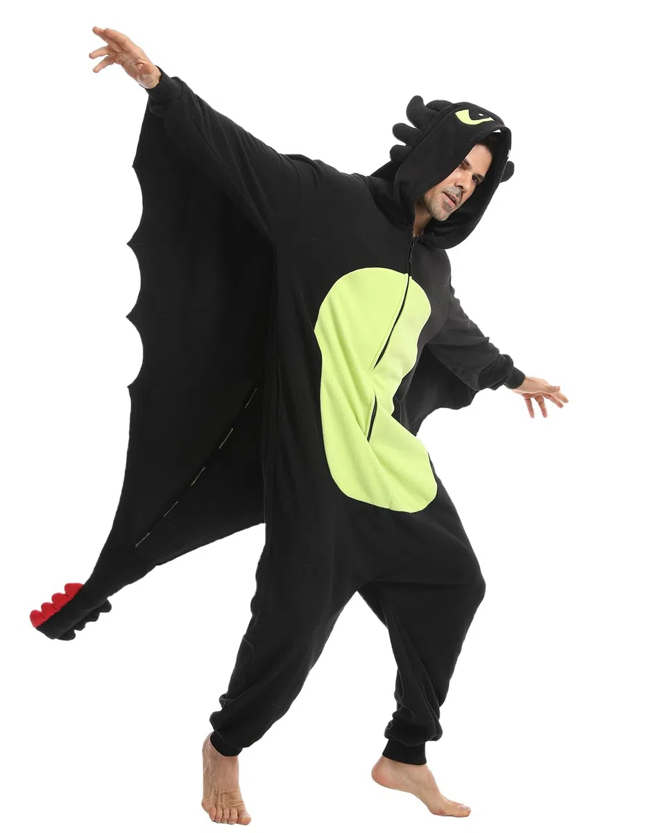 Laahoem Pijama Animal Dragon para Hombres y Mujeres Adecuado para Adultos Cremallera Capucha Mono para Hombres y Mujeres Ropa de rol Pijama