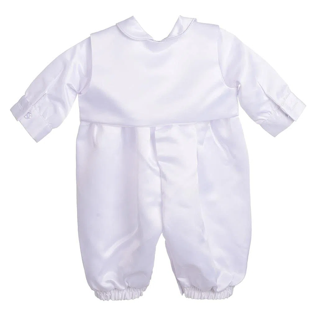 Lito Angels - Ropa de Bautizo Body Mameluco Saten Blanco de Bautismo para Bebe Niño con Gorro Capó