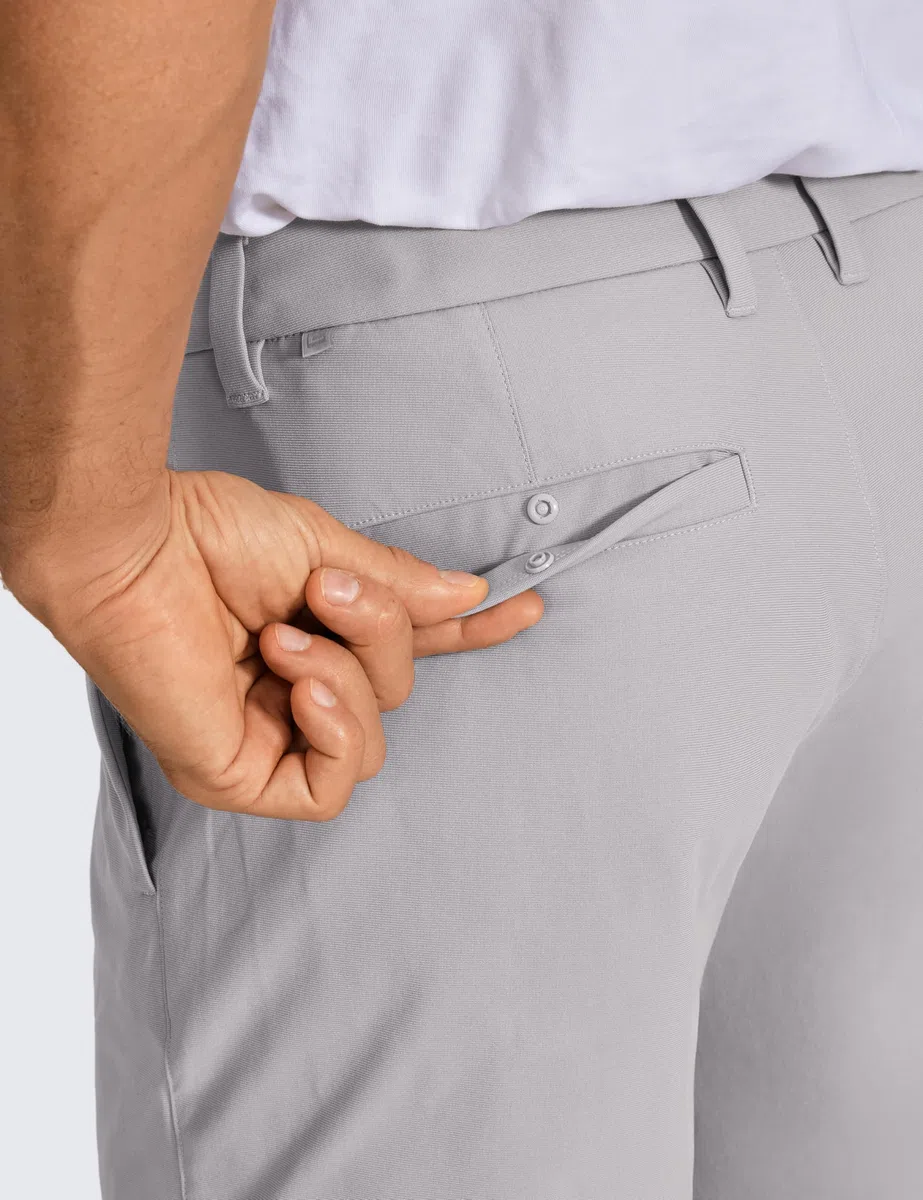 CRZ YOGA Pantalones Cortos de Golf para Hombre cómodos para Todo el día - 7/9 Pulgadas elásticos Ligeros Casuales de Trabajo Frente Plano Pantalones Cortos con Bolsillos Gaviota Gris 42