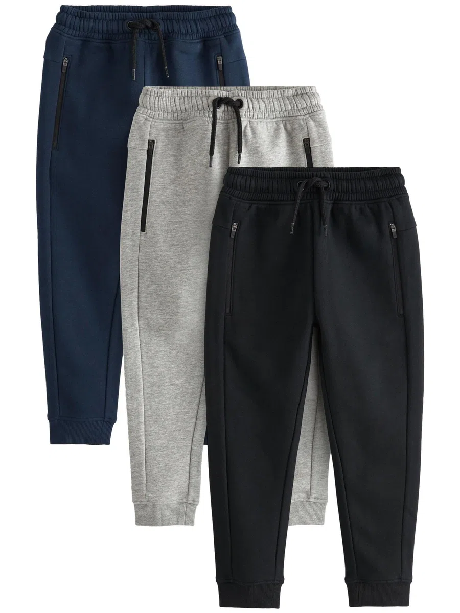 NEXT Niños Pack de 3 Pantalones de chándal Corte Slim y Cremallera