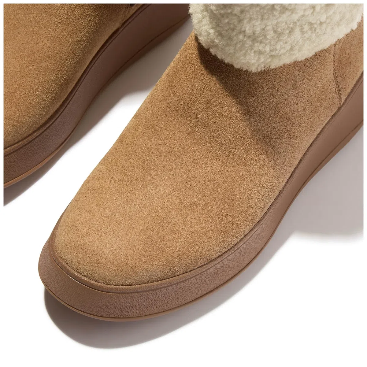 Fitflop F-Mode Shearling-Collar Zip-up Suede Ankle Boots, Botas Cortas al Tobillo Mujer