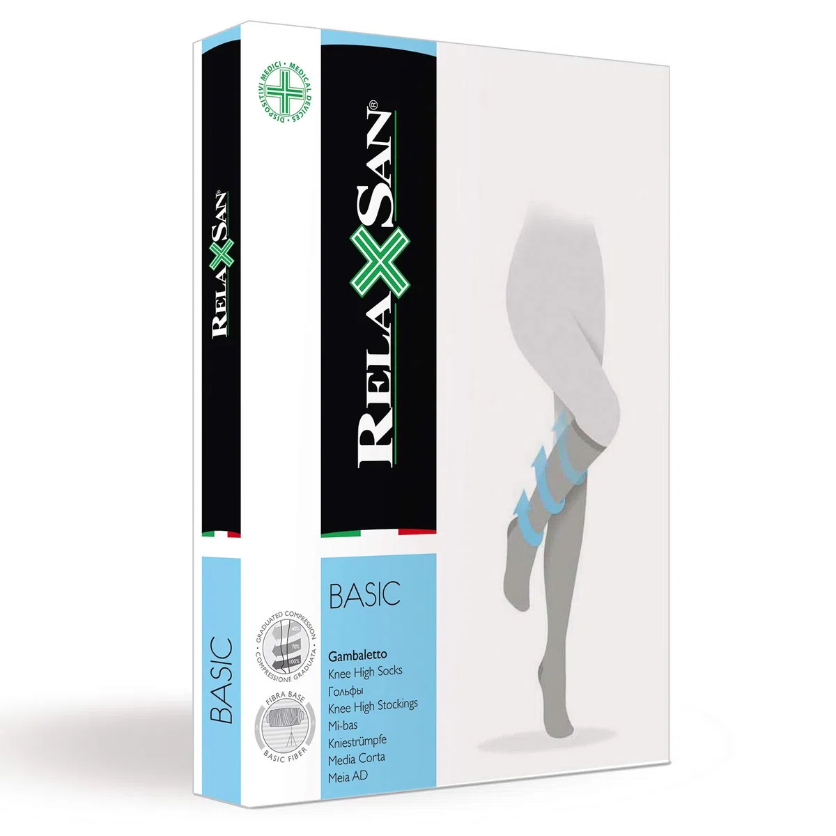 Relaxsan Basic 850A Medias a la rodilla 140 Den punta abierta compresión graduada 18-22 mmHg