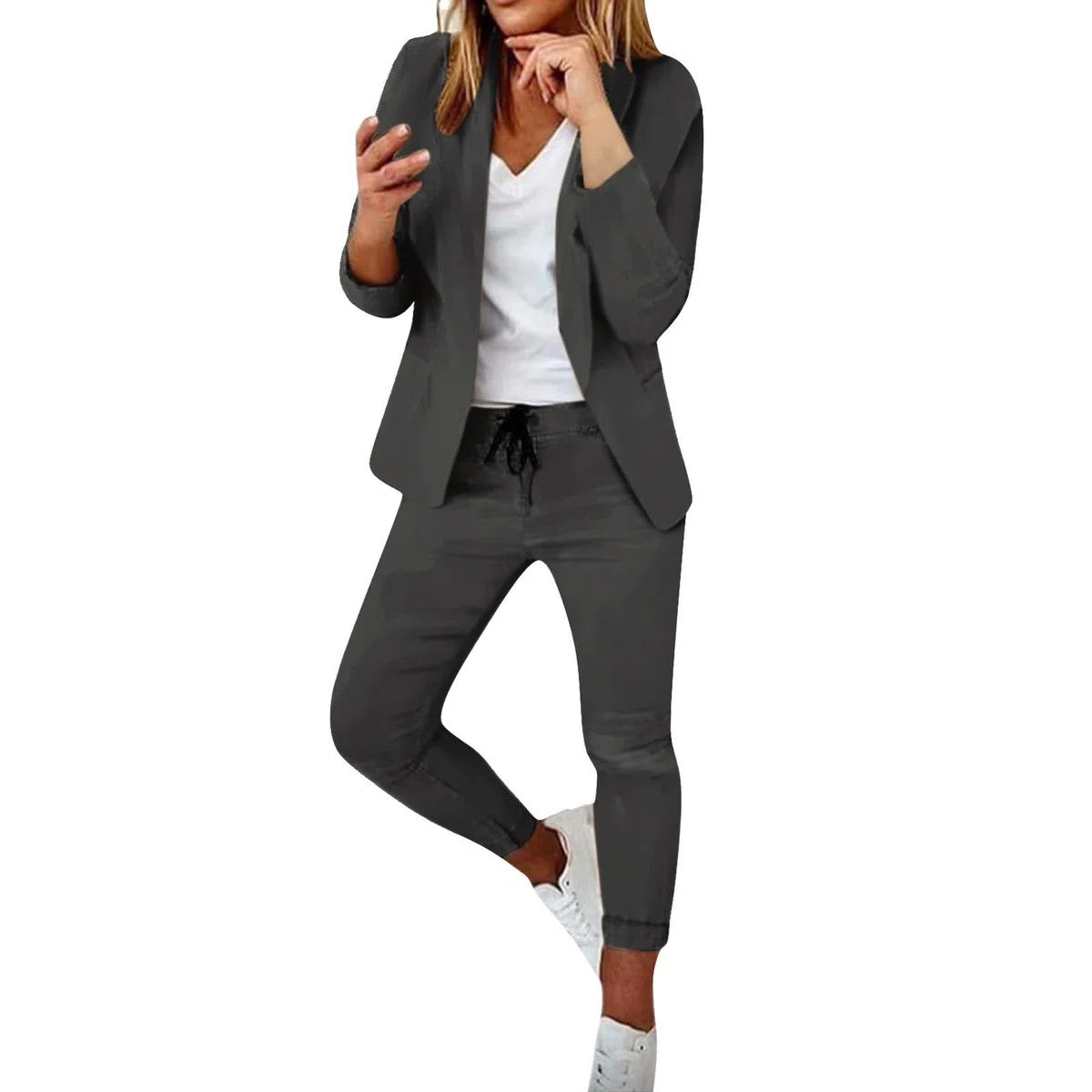 Generisch 2025 Conjunto de traje de dos piezas para mujer, chaqueta de manga larga para oficina, traje de pantalón, chaqueta ajustada, traje de pantalón, traje de pantalón para bodas y damas