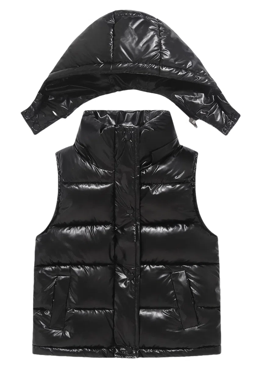 FEOYA Chaleco de plumón para niños y niñas, chaleco con capucha, sin mangas, ligero, cálido, chaqueta de invierno, resistente al viento, chaleco amortiguador para 2-12 años