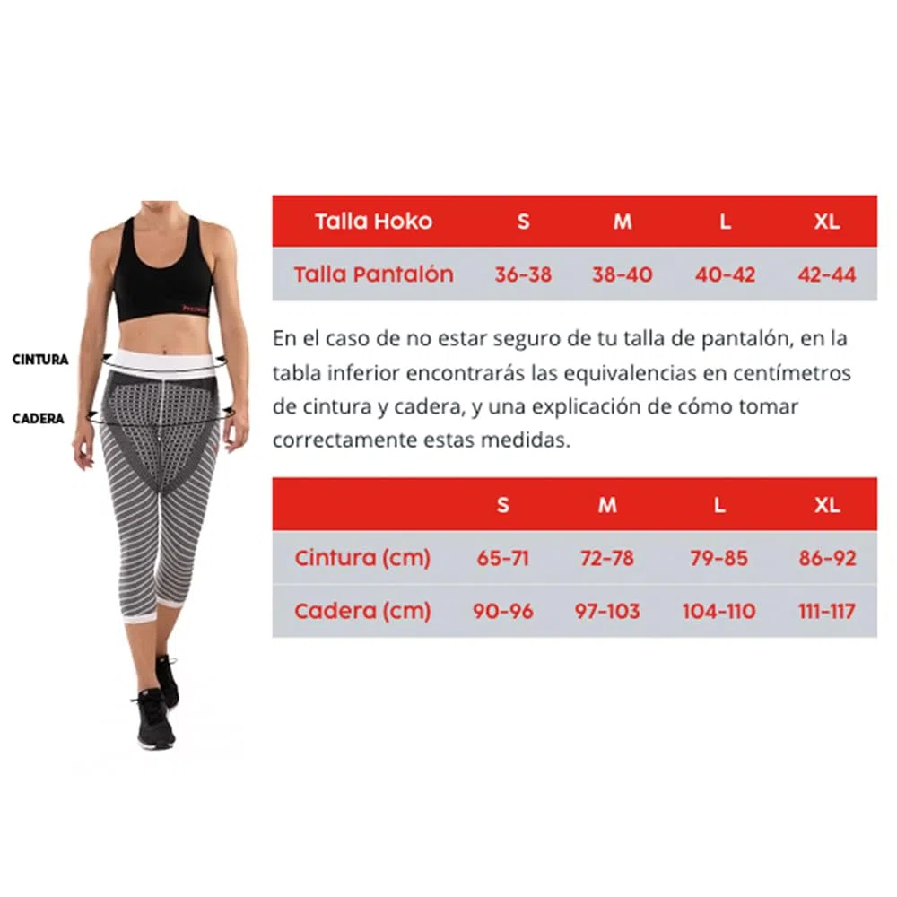 HOKO - Malla Pirata de Compresión Uniforme KADA para Mujer | Elástica y Sin Goma | Mallas para Running, Gimnasio | Sujeción y Estilización | 2 Bolsillos | Color Navy/Negro, Talla L