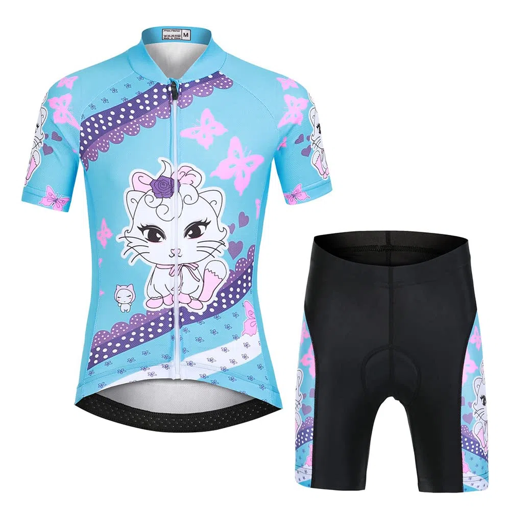 Traje Maillot Ciclismo Niño Conjunto Ciclismo Camiseta Manga Corta y Shorts de Dibujos Animados Respirable de Secado Rápido