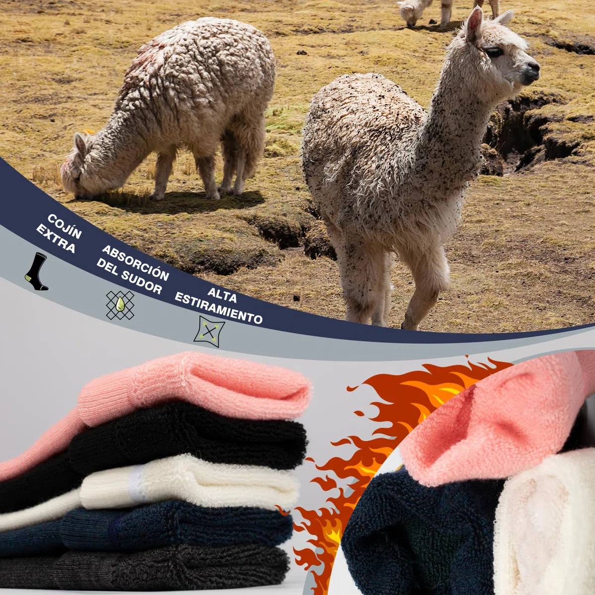 ineepor 2 Pares Alpaca Calcetines Esquí para Hombres, Mujeres Y Jóvenes, Calcetines Altos de Compresión para SNOWBOARD, Calcetines térmicos hasta la rodilla de invierno para Clima Frío Tallas 35-51