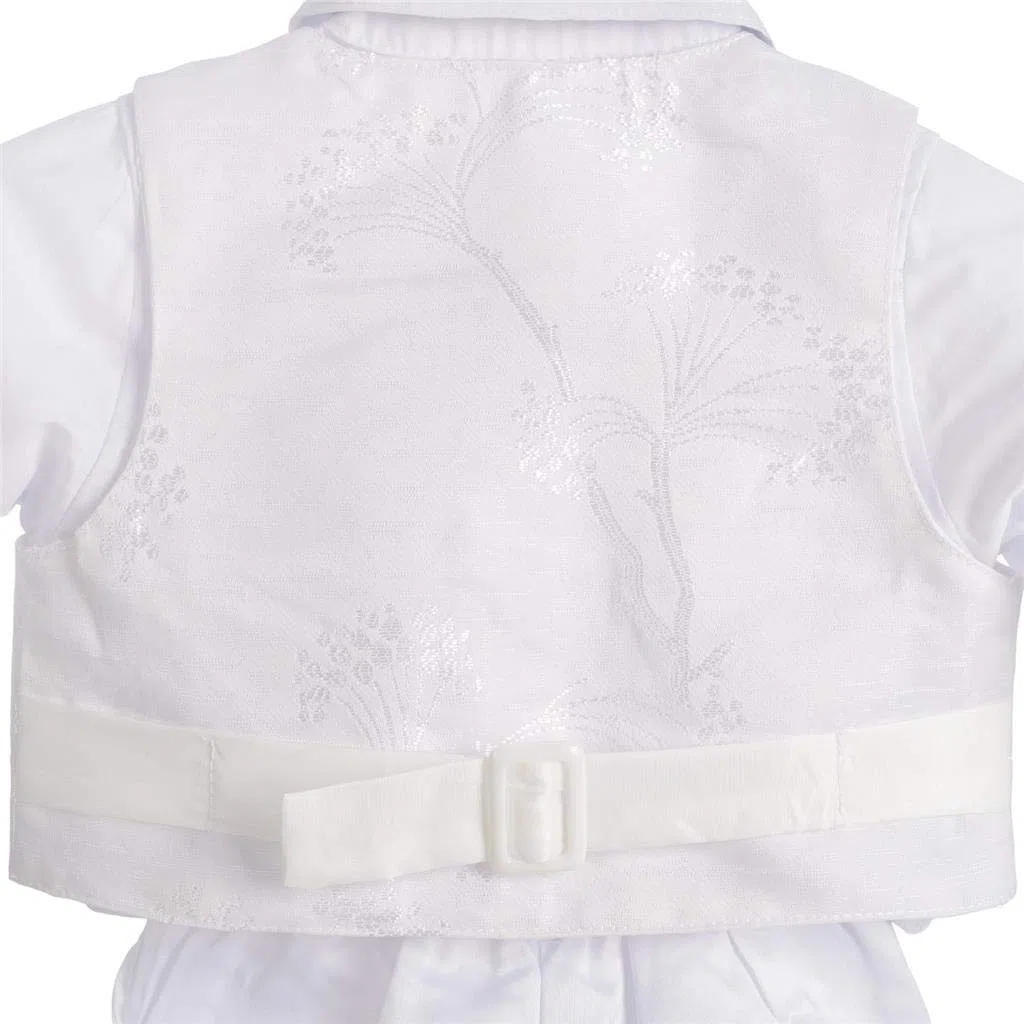 Lito Angels Ropa Traje de Bautizo Blanco para Bebe Niño, con Gorro Capó, Manga Larga, Floral