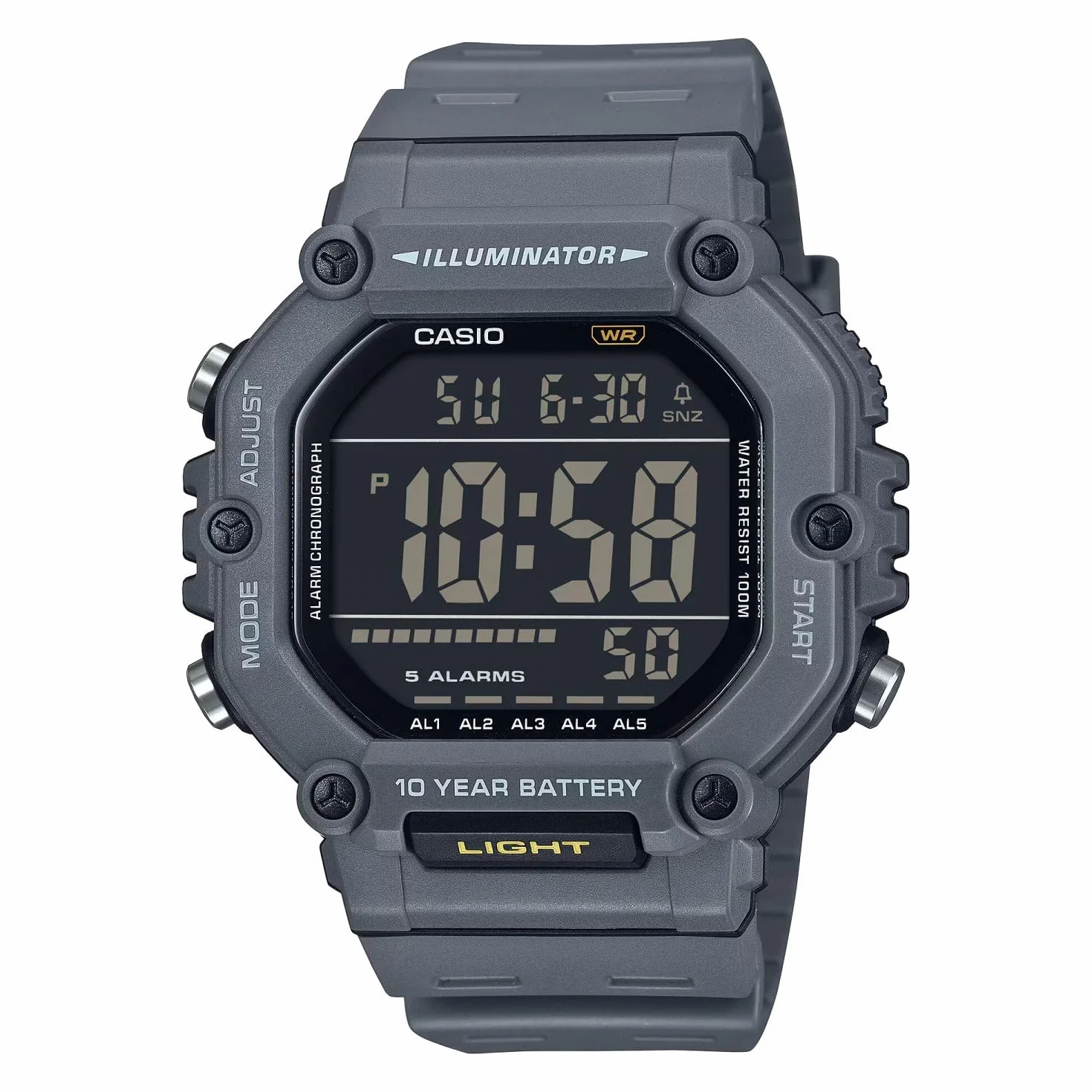 Casio Reloj Digital de Cuarzo para Hombre con Correa de plástico AE-1600H-8BVEF, Gris, Deportivo