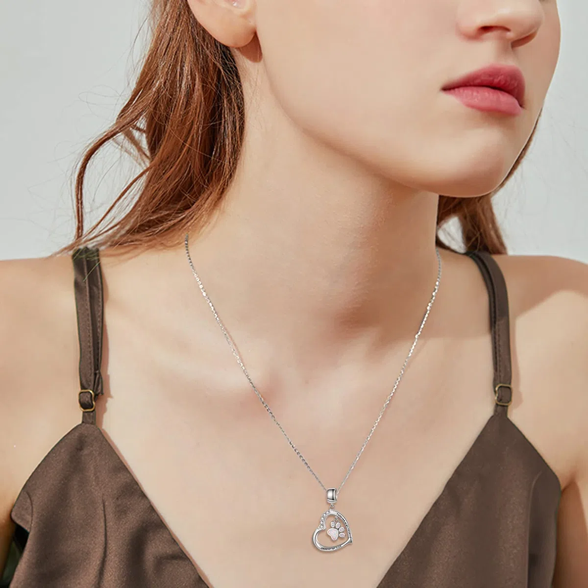 YFN Collar de ópalo con diseño de corazón de corazón de plata de ley para niñas, Plata esterlina, Cubic Zirconia