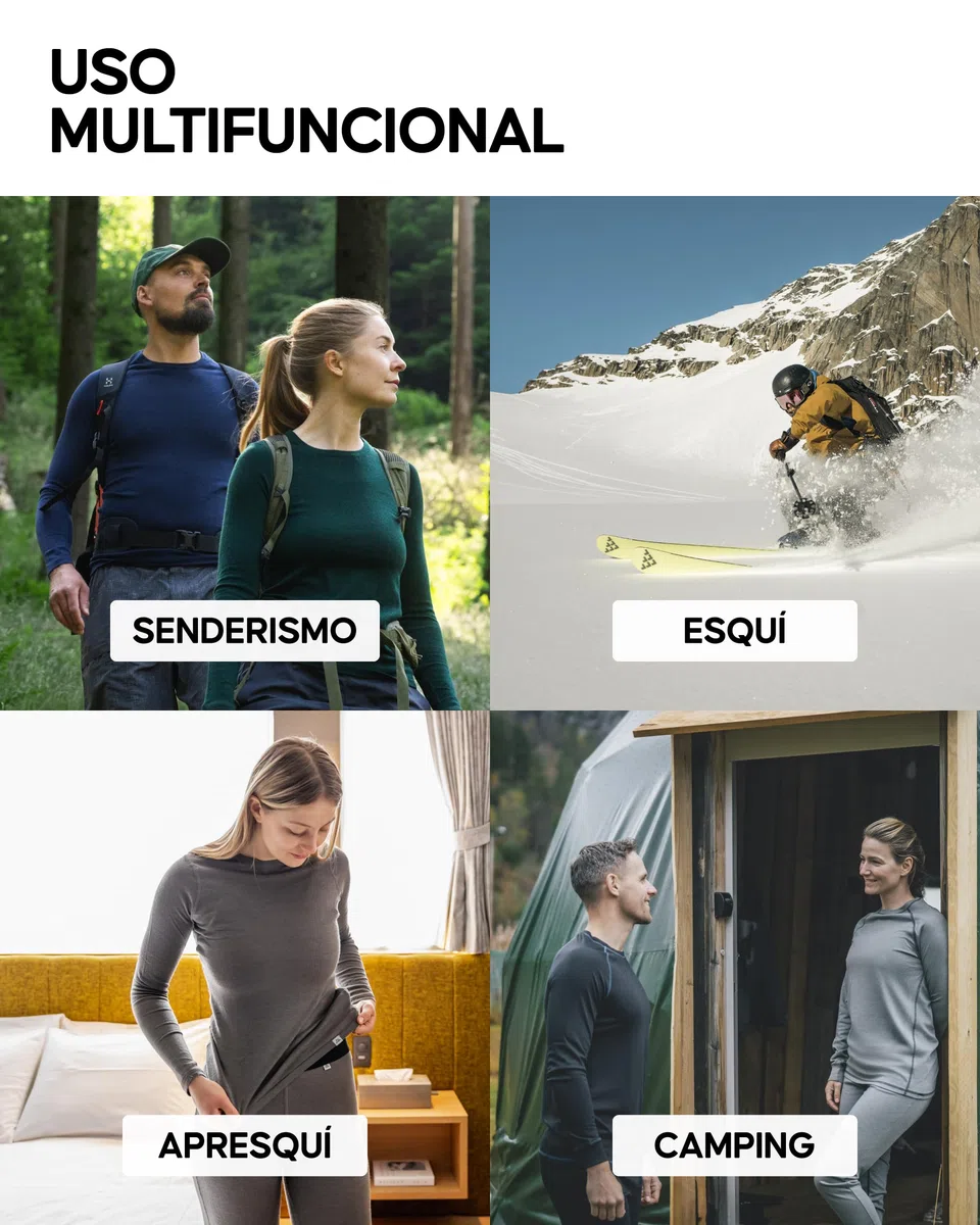 DANISH ENDURANCE Conjunto Térmico Lana Merino Mujer, Camiseta Térmica y Pantalón, Ropa Interior Lana Merino