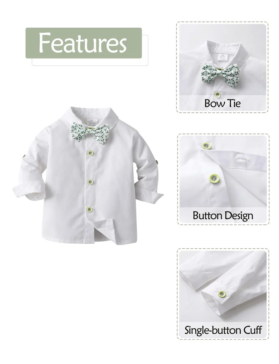 Happy Cherry - Traje de Bautizo Invierno Bebé Niño Conjunto de Boda Algodón Manga Larga para Fiesta Infantil Ropa de Ceremonia Caballero para Regalo Cumpleaños Primera Comunión - 6 Meses-5 Años