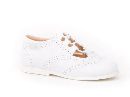Zapatos Inglesitos para Niños Todo Piel Mod.804. Calzado Infantil Made in Spain, Garantia de Calidad. (24, Blanco)