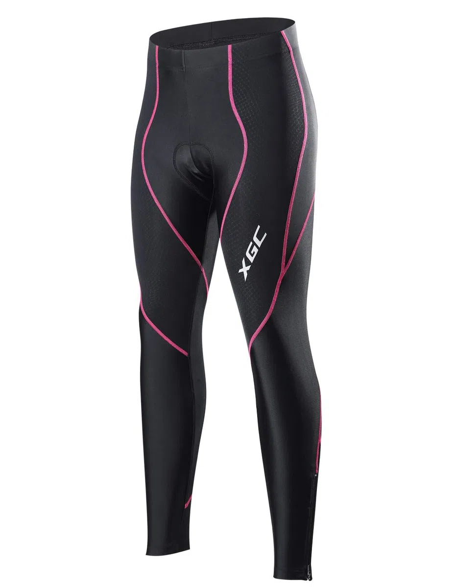 XGC Pantalones largos de ciclismo para mujer, pantalones de ciclismo, pantalones de bicicleta, mallas con alta densidad, alta elasticidad y alta transpirabilidad, esponja 4D acolchada