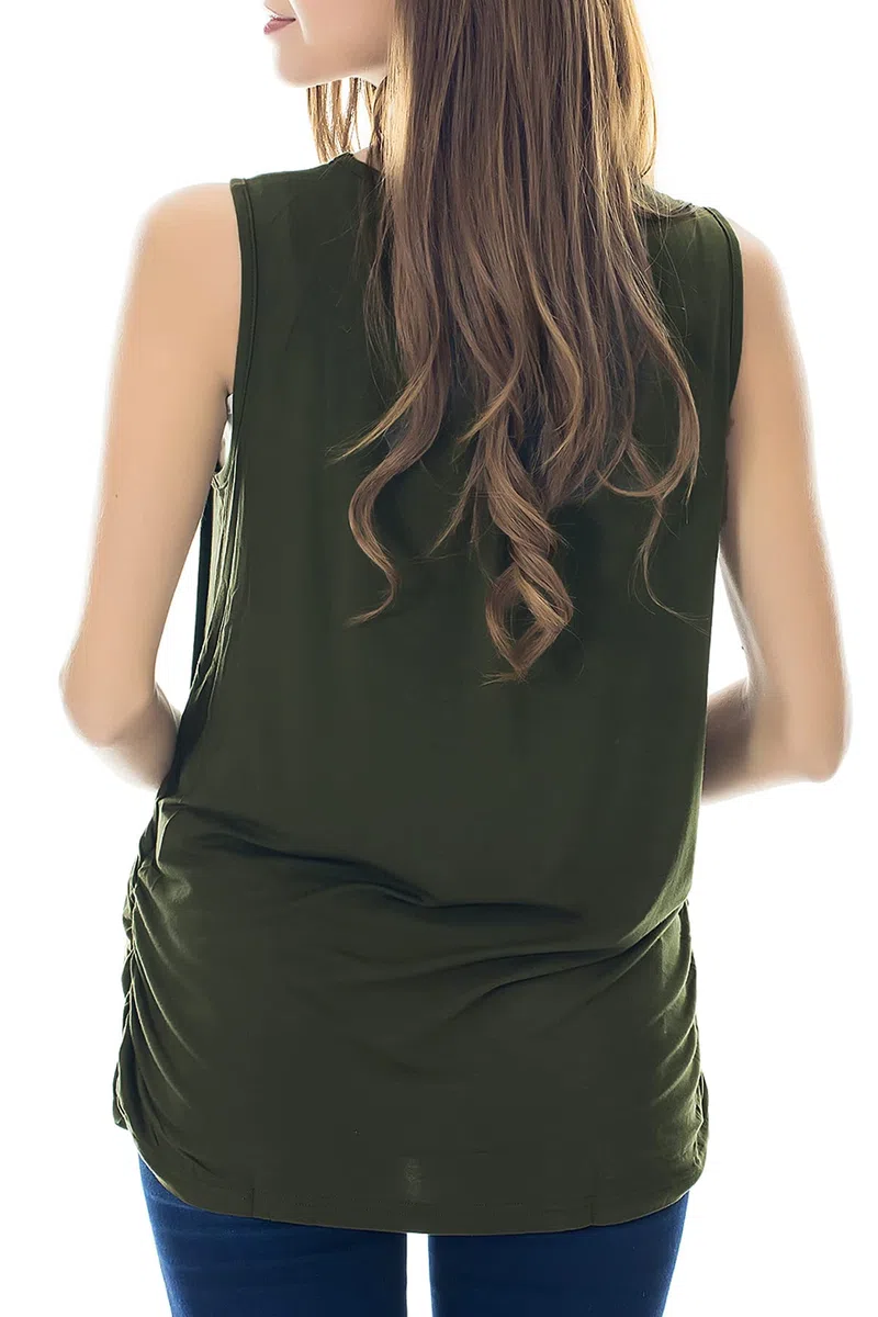 Smallshow 3 Pack Tops Lactancia Mujer Camiseta Sin Mangas,Army Green-Black-Orange,S