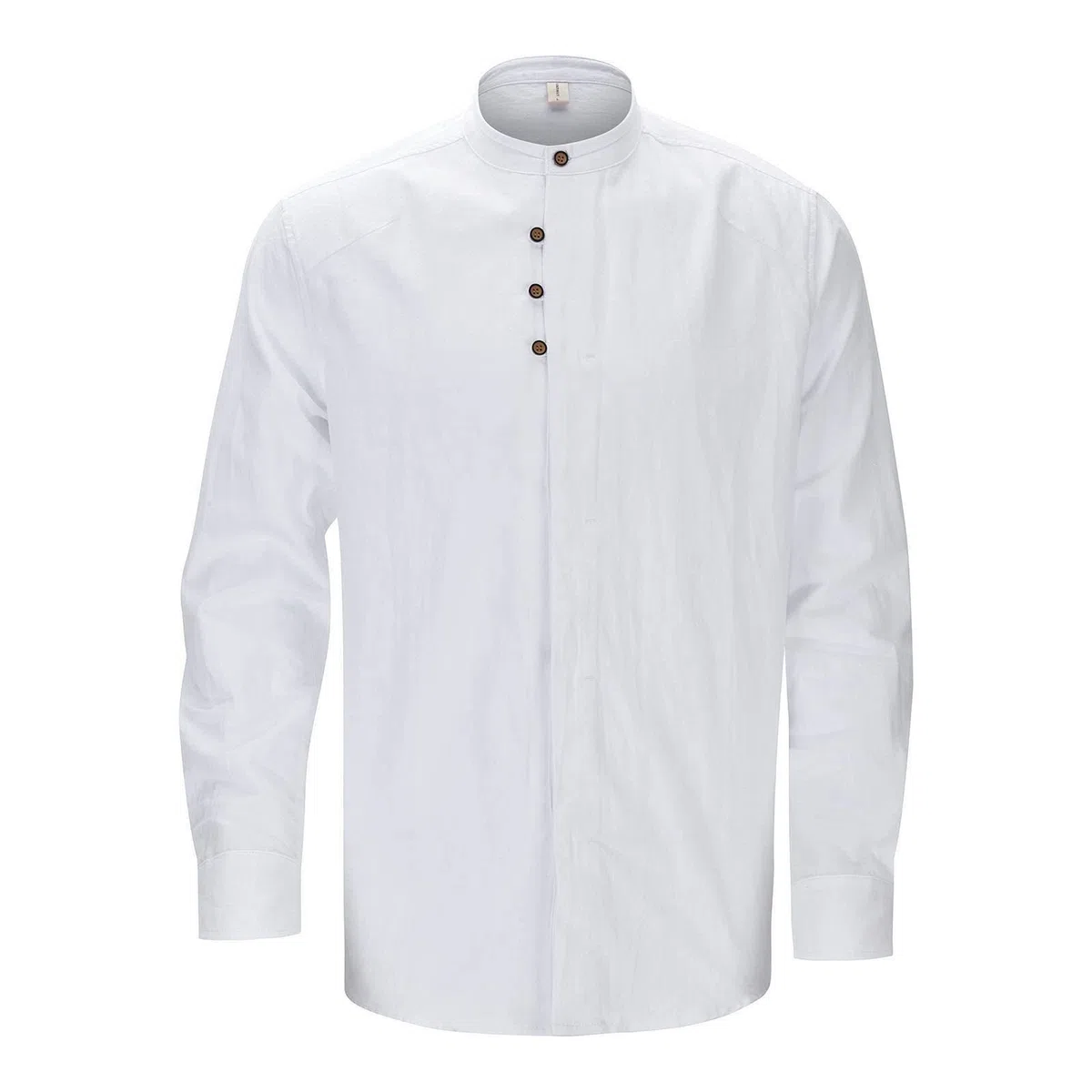 Camisas de lino para hombre, manga larga, verano, camisa blanca, retro, monocolor, camisa hawaiana, cuello alto, algodón, camisetas informales, yoga, transpirable, de manga larga